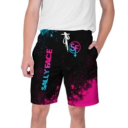 Шорты на шнурке мужские Sally Face - neon gradient: надпись, символ, цвет: 3D-принт
