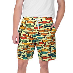 Шорты на шнурке мужские Стайка рыбок, цвет: 3D-принт