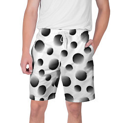 Шорты на шнурке мужские Черные полосатые шары на белом, цвет: 3D-принт