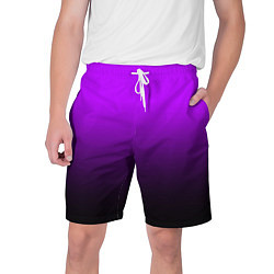 Шорты на шнурке мужские Градиент фиолетово-чёрный, цвет: 3D-принт