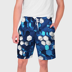 Шорты на шнурке мужские Cyber hexagon Blue, цвет: 3D-принт