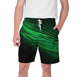 Шорты на шнурке мужские Green neon lines, цвет: 3D-принт
