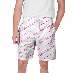 Шорты на шнурке мужские Барби паттерн - логотип и сердечки, цвет: 3D-принт