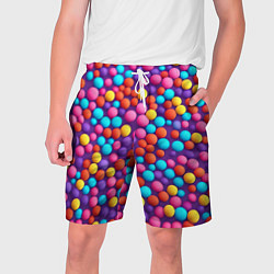 Шорты на шнурке мужские Паттерн разноцветные шарики - нейросеть, цвет: 3D-принт
