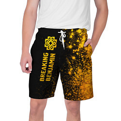 Шорты на шнурке мужские Breaking Benjamin - gold gradient: по-вертикали, цвет: 3D-принт