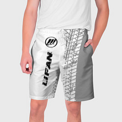 Шорты на шнурке мужские Lifan speed на светлом фоне со следами шин: по-вер, цвет: 3D-принт