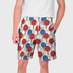 Шорты на шнурке мужские Настольный теннис - ракетки, цвет: 3D-принт