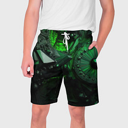 Шорты на шнурке мужские Объемные зеленые абстракции, цвет: 3D-принт