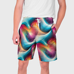 Шорты на шнурке мужские Волнообразная разноцветная абстракция, цвет: 3D-принт