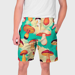 Шорты на шнурке мужские Грибы в небе паттерн, цвет: 3D-принт