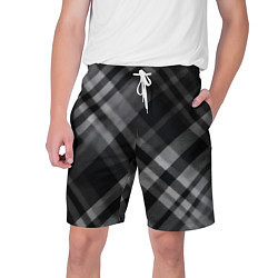 Мужские шорты Черно-белая диагональная клетка в шотландском стил