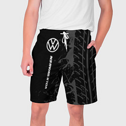 Шорты на шнурке мужские Volkswagen speed на темном фоне со следами шин по-, цвет: 3D-принт