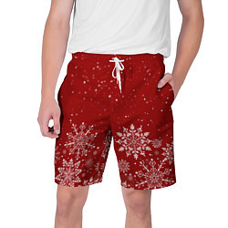 Мужские шорты Текстура снежинок на красном фоне
