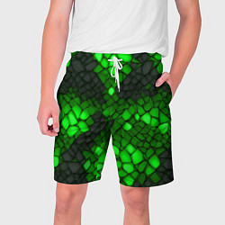 Шорты на шнурке мужские Зелёный трескающийся камень, цвет: 3D-принт