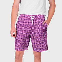 Шорты на шнурке мужские Фиолетовый орнамент, цвет: 3D-принт