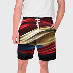 Шорты на шнурке мужские Золотые и красные волны абстракции, цвет: 3D-принт