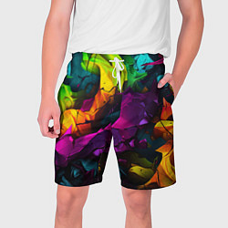 Шорты на шнурке мужские Яркие разноцветные краски, цвет: 3D-принт