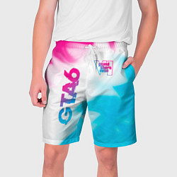 Шорты на шнурке мужские GTA6 neon gradient style вертикально, цвет: 3D-принт