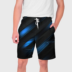 Мужские шорты Синий неоновый яркий свет на черном абстрактном фо