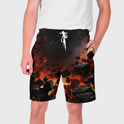Шорты на шнурке мужские Взрыв плит и огонь, цвет: 3D-принт