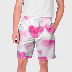 Мужские шорты Акварельные розовые сердечки