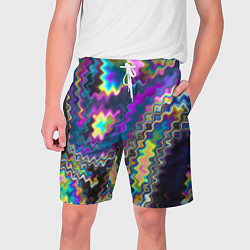 Шорты на шнурке мужские Неоновая волнистая рябь, цвет: 3D-принт