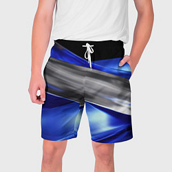 Шорты на шнурке мужские Серебряная вставка на синей абстракции, цвет: 3D-принт