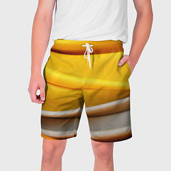 Шорты на шнурке мужские Желтая абстракция с оранжевой волной, цвет: 3D-принт