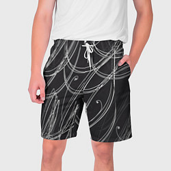 Шорты на шнурке мужские Черно-белые завитки, цвет: 3D-принт