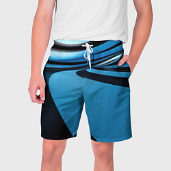 Шорты на шнурке мужские Черная и синяя абстракция в виде волн, цвет: 3D-принт