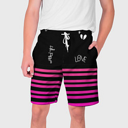Шорты на шнурке мужские Lil Peep розовые полосы, цвет: 3D-принт