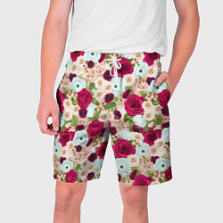 Шорты на шнурке мужские Цветочный фон, цвет: 3D-принт