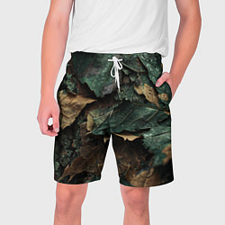 Шорты на шнурке мужские Реалистичный камуфляж из листьев, цвет: 3D-принт