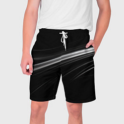 Мужские шорты Белые полосы на черной абстракции