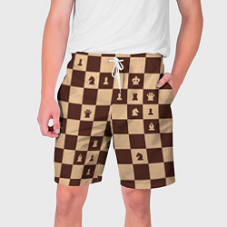 Шорты на шнурке мужские Коричневая шахматная доска, цвет: 3D-принт