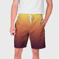Шорты на шнурке мужские Градиент приглушённый жёлто-бордовый, цвет: 3D-принт