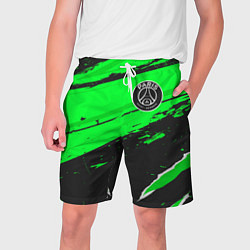Шорты на шнурке мужские PSG sport green, цвет: 3D-принт