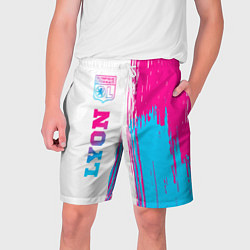 Шорты на шнурке мужские Lyon neon gradient style по-вертикали, цвет: 3D-принт