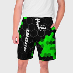 Шорты на шнурке мужские Opel green sport hexagon, цвет: 3D-принт