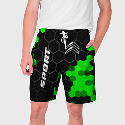 Шорты на шнурке мужские Citroen green sport hexagon, цвет: 3D-принт