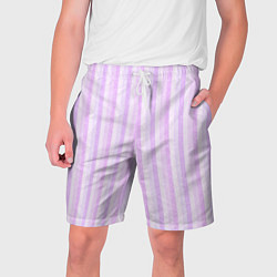 Шорты на шнурке мужские Светло-сиреневый полосатый, цвет: 3D-принт
