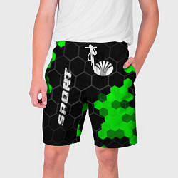 Шорты на шнурке мужские Daewoo green sport hexagon, цвет: 3D-принт