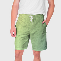 Шорты на шнурке мужские Соцсети зеленый фон, цвет: 3D-принт