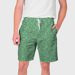 Шорты на шнурке мужские Яркий зеленый однотонный цветочный узор, цвет: 3D-принт