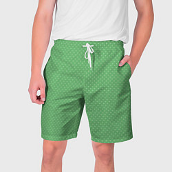 Шорты на шнурке мужские Светлый зелёный в маленький белый горошек, цвет: 3D-принт