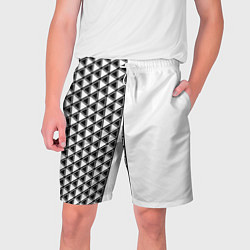 Шорты на шнурке мужские Чёрные треугольники на белом фоне, цвет: 3D-принт