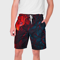 Шорты на шнурке мужские Темная абстракция с разломом красных плит, цвет: 3D-принт