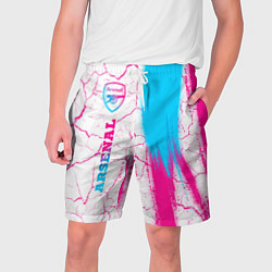 Шорты на шнурке мужские Arsenal neon gradient style по-вертикали, цвет: 3D-принт