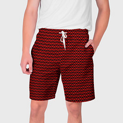 Шорты на шнурке мужские Красно-чёрный волнистые линии, цвет: 3D-принт