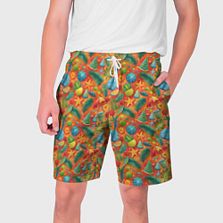 Шорты на шнурке мужские Летние каникулы микс из паттерна, цвет: 3D-принт